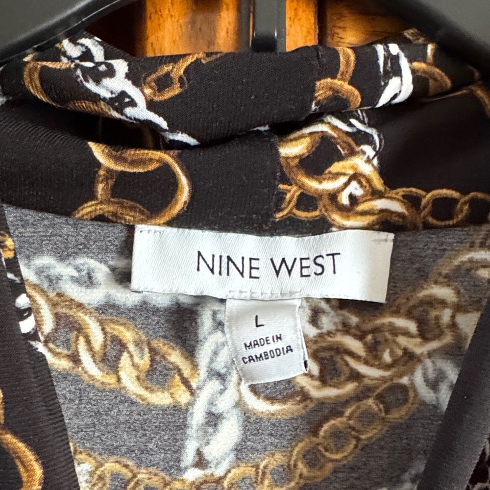 Nine West Black Chain Pattern Blouse - Picture 2 of 4